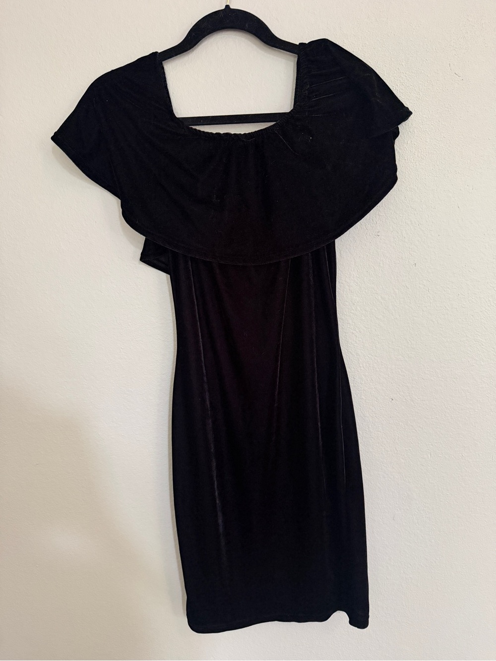 Black Velvet Dress with Red Rose Embroidery - Picture 2 of 4